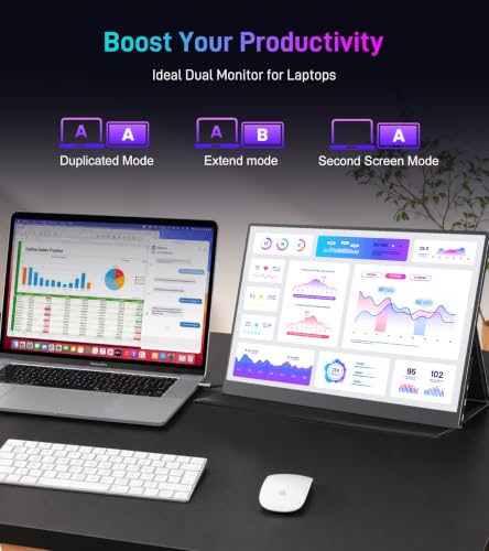 Image of 15.6 Inch Portable Monitor Touchscren,USB-C Travel Monitor(dark inky) | 1920*1080 Resolution,1000：1,Fast response,16:9,300cd /m Brightness,60%NTSC,60HZ Refresh Rate.