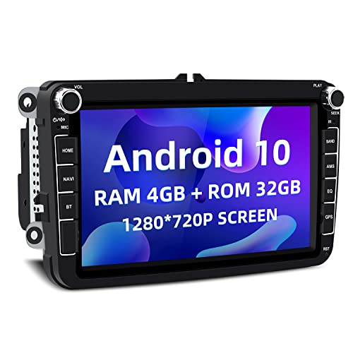 ISUDAR Android 10.0 Car Radio GPS para VW Golf 5 6 V Vi Passat Polo Candy Shran EOS Skoda Leon con cámara Carplay Android Auto Navegación WiFi Bluetooth Video Audio Sistema estéreo Cover