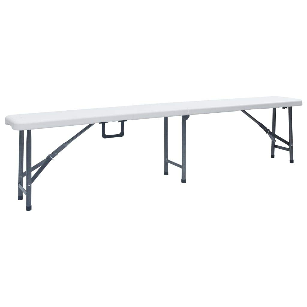 vidaXL Tavolo Giardino Pieghevole 2 Panche 180cm Acciaio e HDPE Bianco