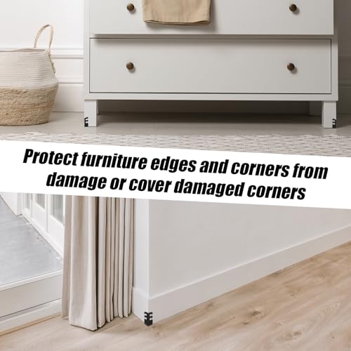 Image of Tinoaly 5pcs Black Iron L-Shaped Baseboard Skiffers Corner Protectors for Furniture, Baby Proofing, Office Supplies