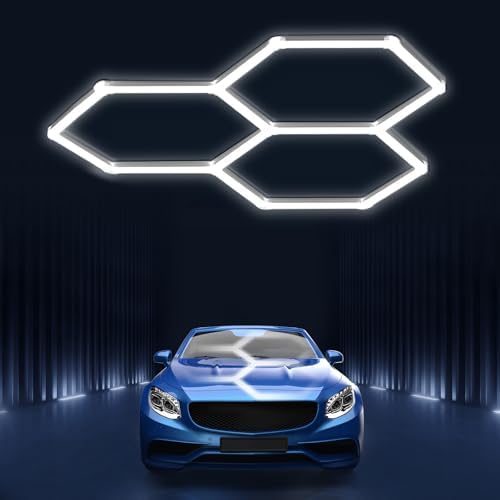 Hexagon led Lights: DIY Ceiling LED Light Hexagon Garage Lights 16660LM Bigger Size for Basement Warehouse Workshop Barbershop Car Care Wash Room Auto Beauty Shop Gym Exhibition Hall 3 Grids 6500K