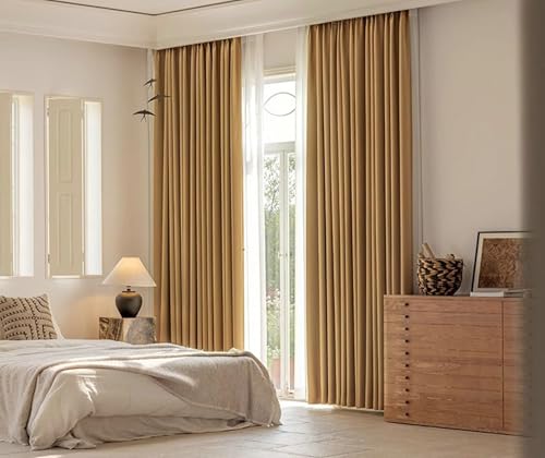 Homxi Blackout Thermal Curtains Set of 2,2 x 42W x 54H inch,Khaki Curtain Drapes for Room Solid Color Drapes for Living Room Hooks