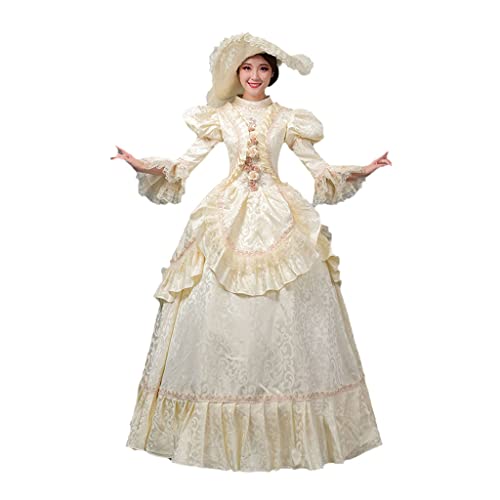 Damen Gothic Kleid viktorianische Kleider 18. Mittelalter Ballkleid Renaissance historische Periode Kleid Kleid Kleid Fancy Palace Maskerade Kostüm Abend Cocktailkleid (Farbe: B, Größe: anpassen) Cover