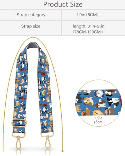 Image of Purse Strap Replacement Crossbody 2 inch Wide Shoulder Strap, Cute Handbag Strap Bag Strap Replacement Belts Adjustable
