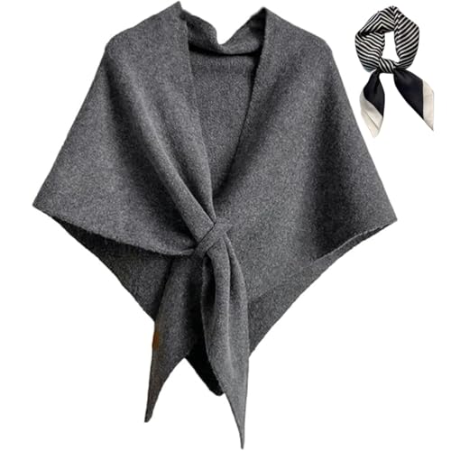 Gettoreach Women's Solid Color Knitted Shawl, Pashmina Shawl Wraps for Women, Wool Cashmere Shoulder Sweater Scarf