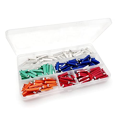 JZK 200 Pcs Torpedo type continental fuses set, European automotive fuse 5A 8A 10A 16A 25A, vintage old style classic car fuse replacement kit with storage box