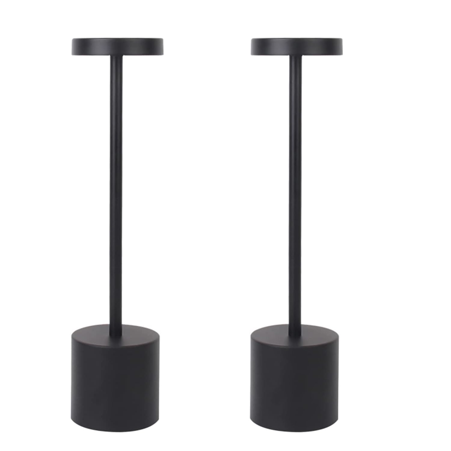 Metall Tischlampe, Dimmbare LED Schreibtischlampe mit 3 Lichtfarben Wiederaufladbare Nachttischlampe,Eisen Schreibtischlampe kreative Nachtlicht dekorative Beleuchtung (2PCS Schwarz)