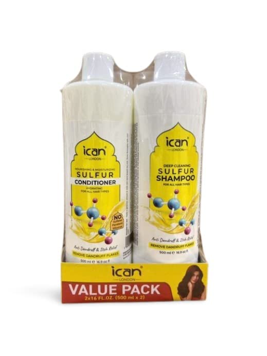 ICAN LONDONSulfur Shampoo And Conditioner Set For All Hair Types - 500ml