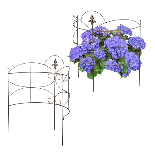 Relaxdays Staudenhalter, 2-teilige Rankhilfe, Pfingstrose & Hortensie, Pflanzenstütze HxB 59,5 x 53 cm, Metall, braun
