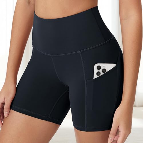 Women's High-Waisted Workout Shorts Tummy Control, Side Pockets