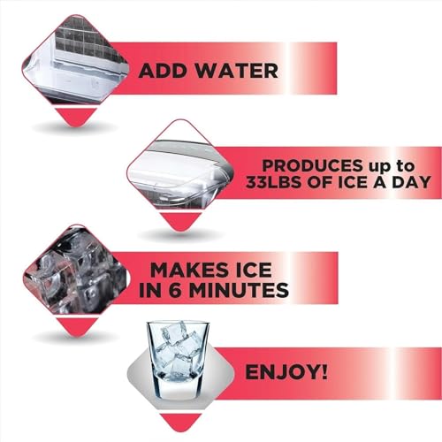 Máquina fabricadora de hielo para mostrador AMNOOL, compacta y portátil, produce cubos de hielo transparentes y cuadrados miniatura 3