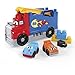 MEGA BLOKS First Builders Toddler Building Blocks Toy Set, Build & Race Rig with 19 Pieces, 2 Race Cars and Storage, Red, Ages 1+ Years