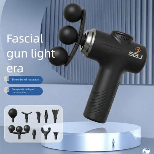 Image of SBJ Massage Gun Deep Tissue Muscle Pain Relief, 9 Adjustable Heads For Back, Shoulder & Body Pain Massager (White, Black, Beige)