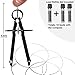 OFFIZEUS Professional Bow Compass for Geometry - Makes Circles Up To 10 Inch Diameter - Top Quality Metal Drawing Compass with Extra Lead Refills - Perfect Math Compass for School