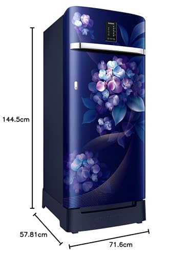 Image of Samsung 215L 3 Star Inverter Direct-Cool Single Door Digi-Touch Refrigerator (RR23C2F23HS /HL,Hydrangea Blue) Base Stand Drawer