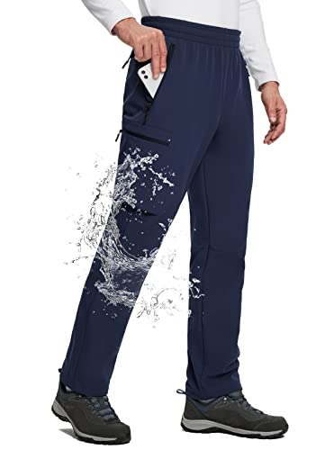 Baleaf Men's Waterproof Hiking Pants Winter Insulated Snow Ski Pants Outdoor Zip Cargo Pants Fishing Camping Blue Size M #TOP5