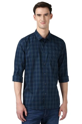 Image of Peter England Men Cotton Premium Checkered Full Sleeve Slim Fit Casual Shirt