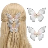 Ouligay 2PCS Moving Butterfly Hair Clips Boho 3D Butterfly Barrettes with Wings Fairy Hair Pins Accessories for Women Girls Wedding DIY Crafts Party Decor