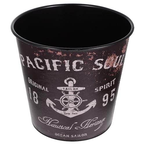 Bote de basura decorativo estilo europeo de hierro negro