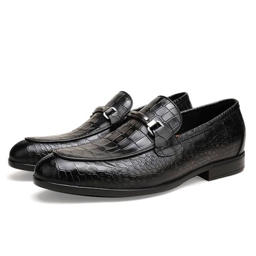Image of Formal Dress Shoes for Men, Premium Buckle Moc-Toe Business Shoes Casual Slip-on Penny Loafer