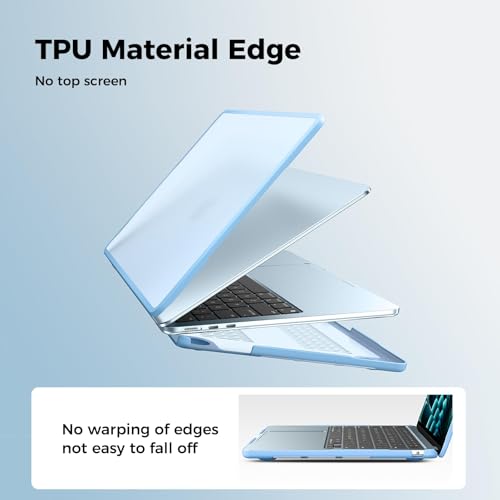 Image of BlueSwan Hard Shell Case Compatible for Apple Macbook Air 13 inch M5 2026 2025 2024 2022 M4 M3 M2,A3449 A3240 A3113 A2681,13.6 Matte TPU Frame Anti-fingerprint Laptop Protective Cover-Frosted Sky Blue