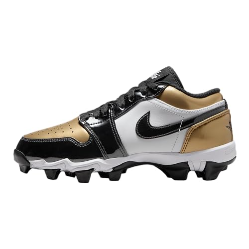 Jordan 1 Low Little/Big Kids' Cleats (HF6885-701, Metallic Gold/White/Black)