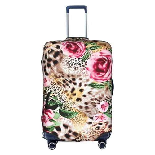 Animal Tiger Leopard Print Rose Flower Print Suitcase Protector Dust-Proof Case Men Women Travel Fits 18-32 Inch Luggage, Small, White