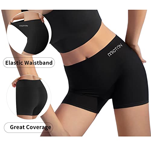 Miotan Boy Shorts Underwear For Women High Waisted Panties Cotton Boxer Stretch Briefs Full Coverage Comfortflex 4 Pack Black #TOP1