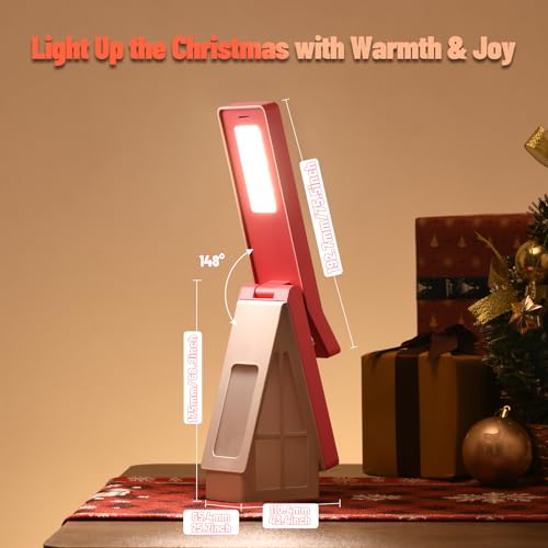 Image of Bedside Table Lamp for Kids, Rechargeable Small Cordless Table Lamp, 3 Color Modes, Dimmble Nightstand Lamp Touch Control, Foldable Desk Lamp for Bedroom, Christmas Nightlight for Work, Study, Reading