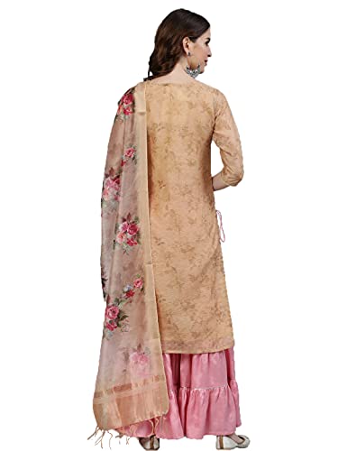 Image of Jaipur Kurti Women's Silk Kurta with Palazzo & Dupatta (AVKPLZ1898 Yellow M)
