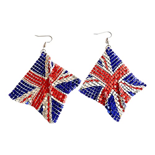 Union Jack Earrings Union Jack Metal Aluminium Mesh Earrings Royal Themed Parties Military Parade Celebrations Fashion Commemorative Earrings Jewelry Gifts
