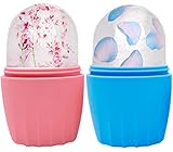 AECW Reusable Cube Silicone Mold Ice Roller for Face Cold Therapy Facial Massage Roller (Pink + Blue