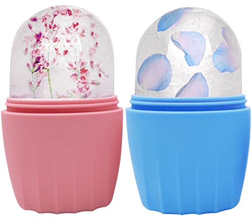Aecw Reusable Cube Silicone Mold Ice Roller For Face Cold Therapy Facial Massage Roller (Pink + Blue) #TOP22