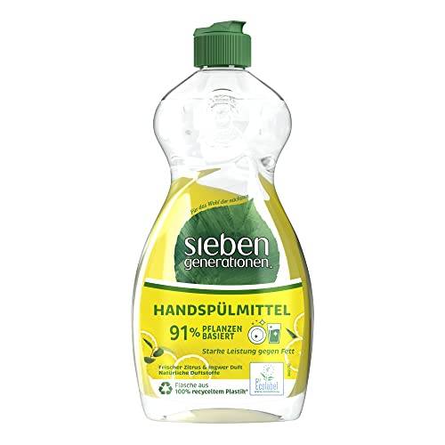 Sieben Generationen Geschirrspülmittel Zitrus & Ingwer starker Geschirr- und Fettreiniger mit 91% pflanzlichen Inhaltsstoffen 500 ml 1 Stück Cover