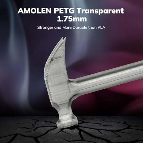 Image of AMOLEN Rapid PETG Transparent 3D Printer Filament 1.75mm Transcucent + /-0.02mm,500mm /s High Speed Strong Toughness Christmas Multicolor Bundle Black /Purple /Red /Orange 250gx4
