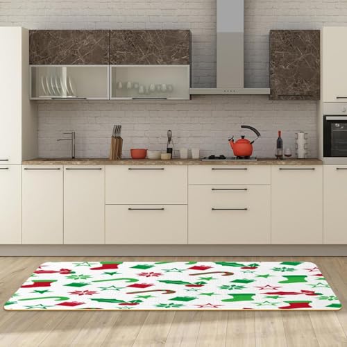 Alfombrillas de cocina blancas de Navidad lavables juego de 2 3