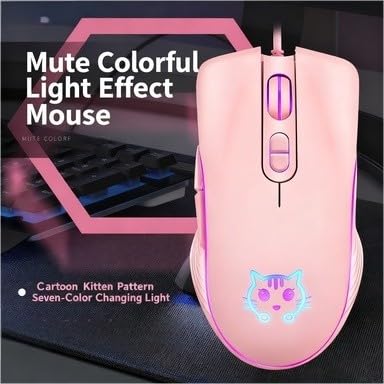 Image of Maine Game Wired USB Mouse, 2400 DPI, 4 Adjustable Levels, Silent, Factory Wholesale Sale (Pink, 1PACK)