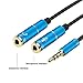 Conshine Headset Adapter for CTIA Headsets With Separate Headphone And Microphone Plugs, 3.5mm Stereo Audio Male to 2 Female Headset Mic Y Splitter Cable Adapter -Blue