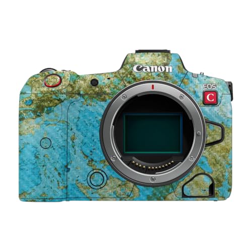 Image of Carbon Fiber Camera Skin Compatible with Canon EOS R5C (2022) - Teal Marble - Premium 3M Vinyl Protective Wrap Decal Cover - Easy to Apply | Crafted in the USA by MightySkins