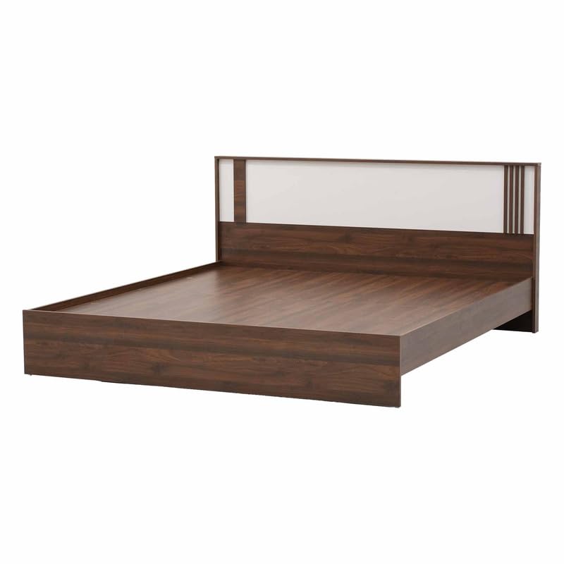 Image of Royaloak Baleno King Bed Without Storage, Engineered Wood Bed Frame with Melamine Finish, Dual Tone Headboard, Modern Design, Durable Base, W 74.40 X D 80.70 X H 35.43 Inches