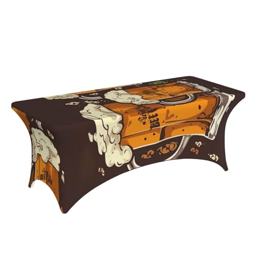 Nappe de bière rectangulaire 1,8m en élasthanne blanc extensible pour table de buffet et réception