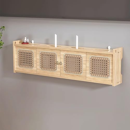 Slish - Estante de ratán montado en la pared, ocultador de caja WiFi y enrutador inalámbrico para el hogar y la oficina, color verde, 15.75 x 4.33 x 9.05 pulgadas - Nizer Solut funcional
