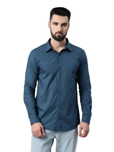 Image of THE SOUL PATROL Men's Casual Regular Fit Full Sleeve Premium Cotton Button-Down Shirt with Single Patch Pocket - Stylish, Classic, Comfortable, and Elegant for Everyday Wear