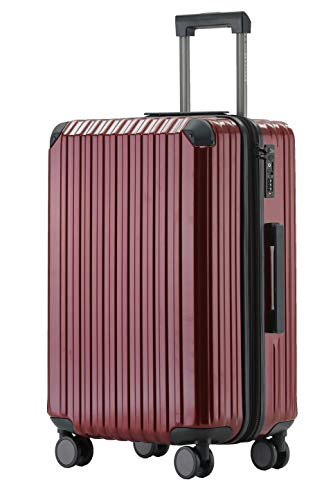 Münicase M816 TSA-Schloss Koffer Reisekoffer Trolley Kofferset Hardschale Boardcase (Weinrot, Mittler Koffer)