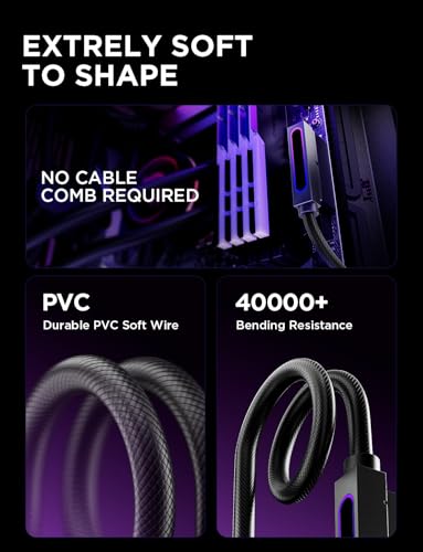 Image of AsiaHorse Hydrus-24PIN PC PSU Extension Cable ARGB LED, Copper Wire Motherboard Power Extension Cable Integrated Design, 2000W Power (Whole Set), PC Power Cord for Cable Management-Left Out