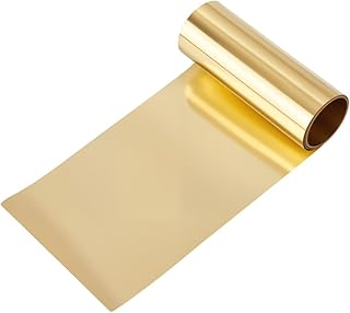 INFUNLY Metal Brass Sheet Roll 2M/6.56ft Gold Foil Sheets 0.1mm Thickness High Hardness Film Brass Foil Plate No Scratches Metal Plates for Crafts Jewelry DIY Projects Electrical Repairs Grounding
