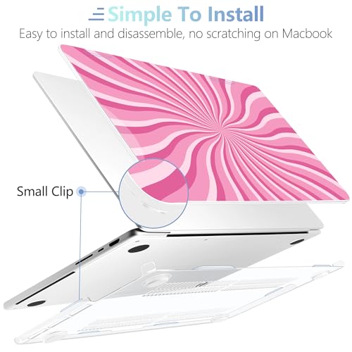 Image of MEEgoodo Case for MacBook Pro 16 inch 2026 2024 2023 2021,Laptop Shell Compatible with M5 M4 M3 M2 M1 Pro /Max Chip, Fit Model A3429 /A3428 /A3403 /A3186 /A2991 /A2780 /A2485, Pink & White Swirl