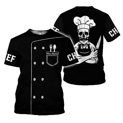MoonArt Personalized Chef Shirt, 3D Chef Shirt Gifts Lover Men Women, Tshirt Chef Cook Knife, Master Chef Gifts (CF9)