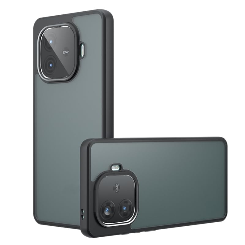 Image of Frosted Matte PC TPU Back Cover Case for iQOO Neo 10r 5G,Air Bag Corner Protection, Anti-Fingerprint, Never Turns Yellow, Micro Arc Edge, Skin-Friendly Feel, Black