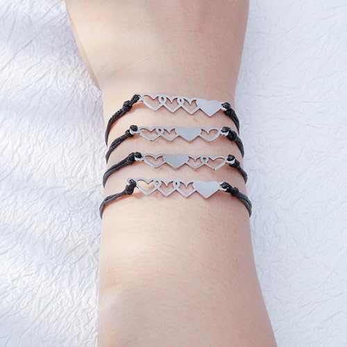 Image of Sunflower Jewellery Friendship Necklace for 3 4 Stainless Steel Heart-Shaped Necklace /Bracelet Three Hearts Composed of Friendship Necklace /Bracelet, Gifts for Friends